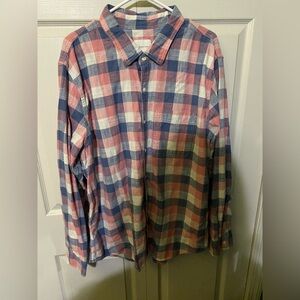 American Eagle pink and blue plaid button down 3XL